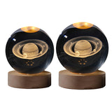 Maxbell Crystal Ball Night Lamp Bedside Lamp with Wooden Base for Desk Bedroom Decor 6cm round ball