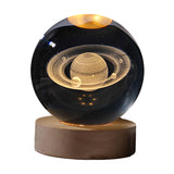 Maxbell Crystal Ball Night Lamp Bedside Lamp with Wooden Base for Desk Bedroom Decor 6cm round ball