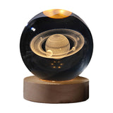 Maxbell Crystal Ball Night Lamp Bedside Lamp with Wooden Base for Desk Bedroom Decor 6cm round ball