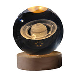 Maxbell Crystal Ball Night Lamp Bedside Lamp with Wooden Base for Desk Bedroom Decor 6cm round ball
