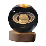 Maxbell Crystal Ball Night Lamp Bedside Lamp with Wooden Base for Desk Bedroom Decor 6cm round ball