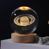Maxbell Crystal Ball Night Lamp Bedside Lamp with Wooden Base for Desk Bedroom Decor 6cm round ball