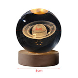Maxbell Crystal Ball Night Lamp Bedside Lamp with Wooden Base for Desk Bedroom Decor 6cm round ball