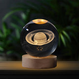 Maxbell Crystal Ball Night Lamp Bedside Lamp with Wooden Base for Desk Bedroom Decor 8cm round ball