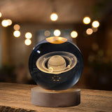 Maxbell Crystal Ball Night Lamp Bedside Lamp with Wooden Base for Desk Bedroom Decor 8cm round ball