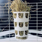 Maxbell Rabbit Hay Feeder Rack Durable Cage Pet Feeding Bowl for Gerbils Ferret Pets White