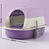 Maxbell Hooded Cat Litter Boxes Enclosed and Covered Cat Toilet Removable Kitten Potty Violet