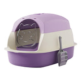 Maxbell Hooded Cat Litter Boxes Enclosed and Covered Cat Toilet Removable Kitten Potty Violet