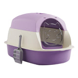 Maxbell Hooded Cat Litter Boxes Enclosed and Covered Cat Toilet Removable Kitten Potty Violet