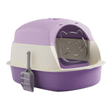 Maxbell Hooded Cat Litter Boxes Enclosed and Covered Cat Toilet Removable Kitten Potty Violet