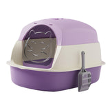 Maxbell Hooded Cat Litter Boxes Enclosed and Covered Cat Toilet Removable Kitten Potty Violet