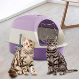 Maxbell Hooded Cat Litter Boxes Enclosed and Covered Cat Toilet Removable Kitten Potty Violet