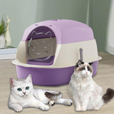 Maxbell Hooded Cat Litter Boxes Enclosed and Covered Cat Toilet Removable Kitten Potty Violet