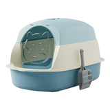 Maxbell Hooded Cat Litter Boxes Enclosed and Covered Cat Toilet Removable Kitten Potty Blue