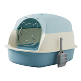 Maxbell Hooded Cat Litter Boxes Enclosed and Covered Cat Toilet Removable Kitten Potty Blue