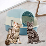 Maxbell Hooded Cat Litter Boxes Enclosed and Covered Cat Toilet Removable Kitten Potty Blue