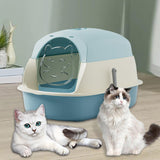 Maxbell Hooded Cat Litter Boxes Enclosed and Covered Cat Toilet Removable Kitten Potty Blue