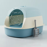 Maxbell Hooded Cat Litter Boxes Enclosed and Covered Cat Toilet Removable Kitten Potty Blue