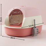 Maxbell Hooded Cat Litter Boxes Enclosed and Covered Cat Toilet Removable Kitten Potty Pink