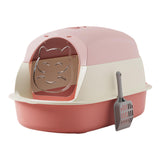 Maxbell Hooded Cat Litter Boxes Enclosed and Covered Cat Toilet Removable Kitten Potty Pink