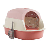 Maxbell Hooded Cat Litter Boxes Enclosed and Covered Cat Toilet Removable Kitten Potty Pink