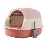 Maxbell Hooded Cat Litter Boxes Enclosed and Covered Cat Toilet Removable Kitten Potty Pink