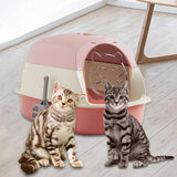 Maxbell Hooded Cat Litter Boxes Enclosed and Covered Cat Toilet Removable Kitten Potty Pink