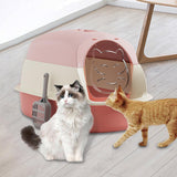 Maxbell Hooded Cat Litter Boxes Enclosed and Covered Cat Toilet Removable Kitten Potty Pink