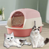 Maxbell Hooded Cat Litter Boxes Enclosed and Covered Cat Toilet Removable Kitten Potty Pink