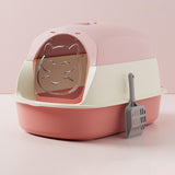 Maxbell Hooded Cat Litter Boxes Enclosed and Covered Cat Toilet Removable Kitten Potty Pink