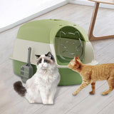 Maxbell Hooded Cat Litter Boxes Enclosed and Covered Cat Toilet Removable Kitten Potty Green