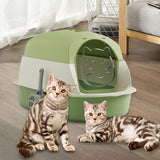 Maxbell Hooded Cat Litter Boxes Enclosed and Covered Cat Toilet Removable Kitten Potty Green