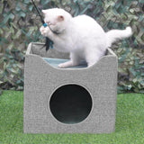 Maxbell Cat Bed Kitten Tent with Removable Cushion Cat Hideaway for Kitty Cat Kitten Gray