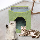 Maxbell Cat Bed Kitten Tent with Removable Cushion Cat Hideaway for Kitty Cat Kitten Light green