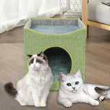 Maxbell Cat Bed Kitten Tent with Removable Cushion Cat Hideaway for Kitty Cat Kitten Light green