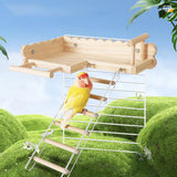 Maxbell Bird Perch Platform with Ladder Wood Perch Stand for Small Birds Chinchillas