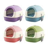 Maxbell Hooded Cat Litter Box with Lid Sandbox Fully Enclosed Cat Toilet Extra Large violet