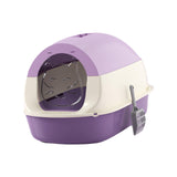 Maxbell Hooded Cat Litter Box with Lid Sandbox Fully Enclosed Cat Toilet Extra Large violet