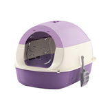 Maxbell Hooded Cat Litter Box with Lid Sandbox Fully Enclosed Cat Toilet Extra Large violet