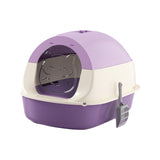 Maxbell Hooded Cat Litter Box with Lid Sandbox Fully Enclosed Cat Toilet Extra Large violet