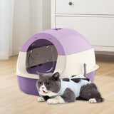 Maxbell Hooded Cat Litter Box with Lid Sandbox Fully Enclosed Cat Toilet Extra Large violet