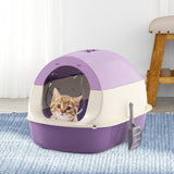 Maxbell Hooded Cat Litter Box with Lid Sandbox Fully Enclosed Cat Toilet Extra Large violet