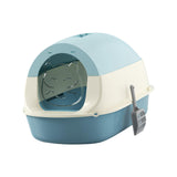 Maxbell Hooded Cat Litter Box with Lid Sandbox Fully Enclosed Cat Toilet Extra Large blue