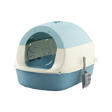 Maxbell Hooded Cat Litter Box with Lid Sandbox Fully Enclosed Cat Toilet Extra Large blue