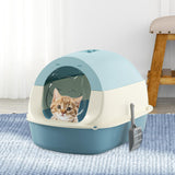 Maxbell Hooded Cat Litter Box with Lid Sandbox Fully Enclosed Cat Toilet Extra Large blue