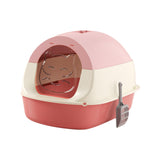 Maxbell Hooded Cat Litter Box with Lid Sandbox Fully Enclosed Cat Toilet Extra Large pink