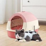 Maxbell Hooded Cat Litter Box with Lid Sandbox Fully Enclosed Cat Toilet Extra Large pink