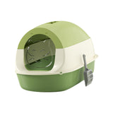 Maxbell Hooded Cat Litter Box with Lid Sandbox Fully Enclosed Cat Toilet Extra Large green