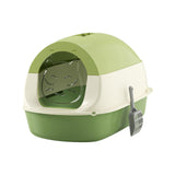 Maxbell Hooded Cat Litter Box with Lid Sandbox Fully Enclosed Cat Toilet Extra Large green