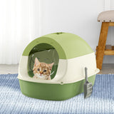 Maxbell Hooded Cat Litter Box with Lid Sandbox Fully Enclosed Cat Toilet Extra Large green